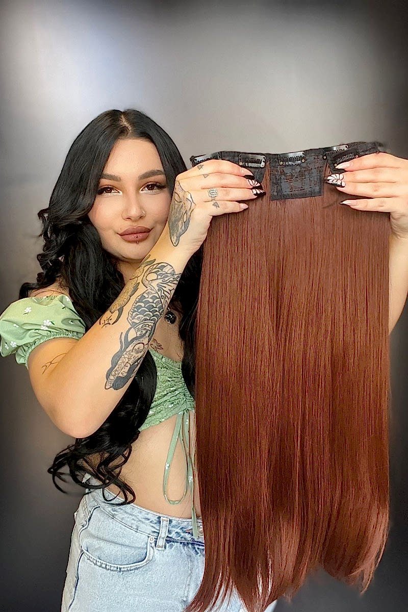 Düz Yarım Ay + 2 Yan Çıt Çıt - Çok Sıcak Kahverengi