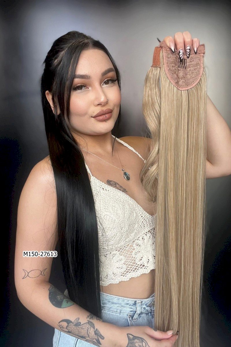 Cırtcırtlı Düz At Kuyruğu - Karamel Platin Röfleli