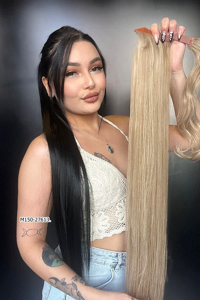 Cırtcırtlı Düz At Kuyruğu - Karamel Platin Röfleli