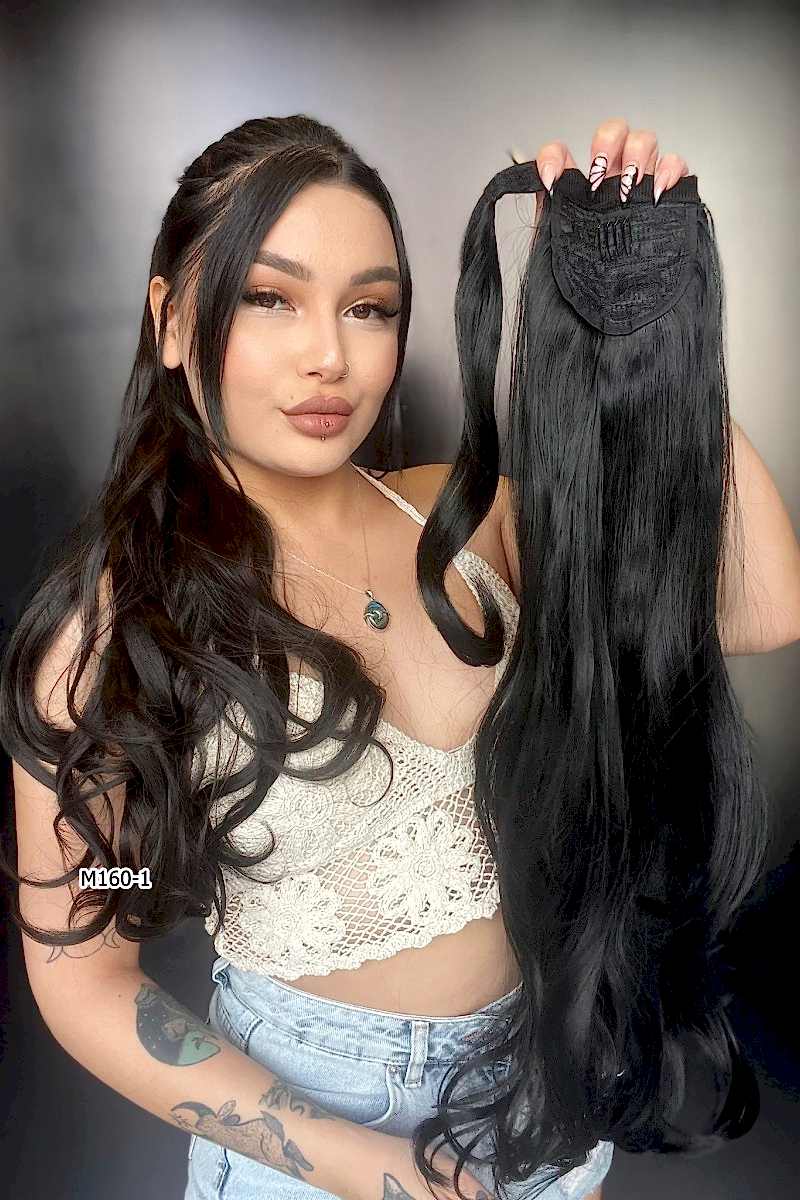 Bağcıklı Dalgalı At Kuyruğu - Siyah