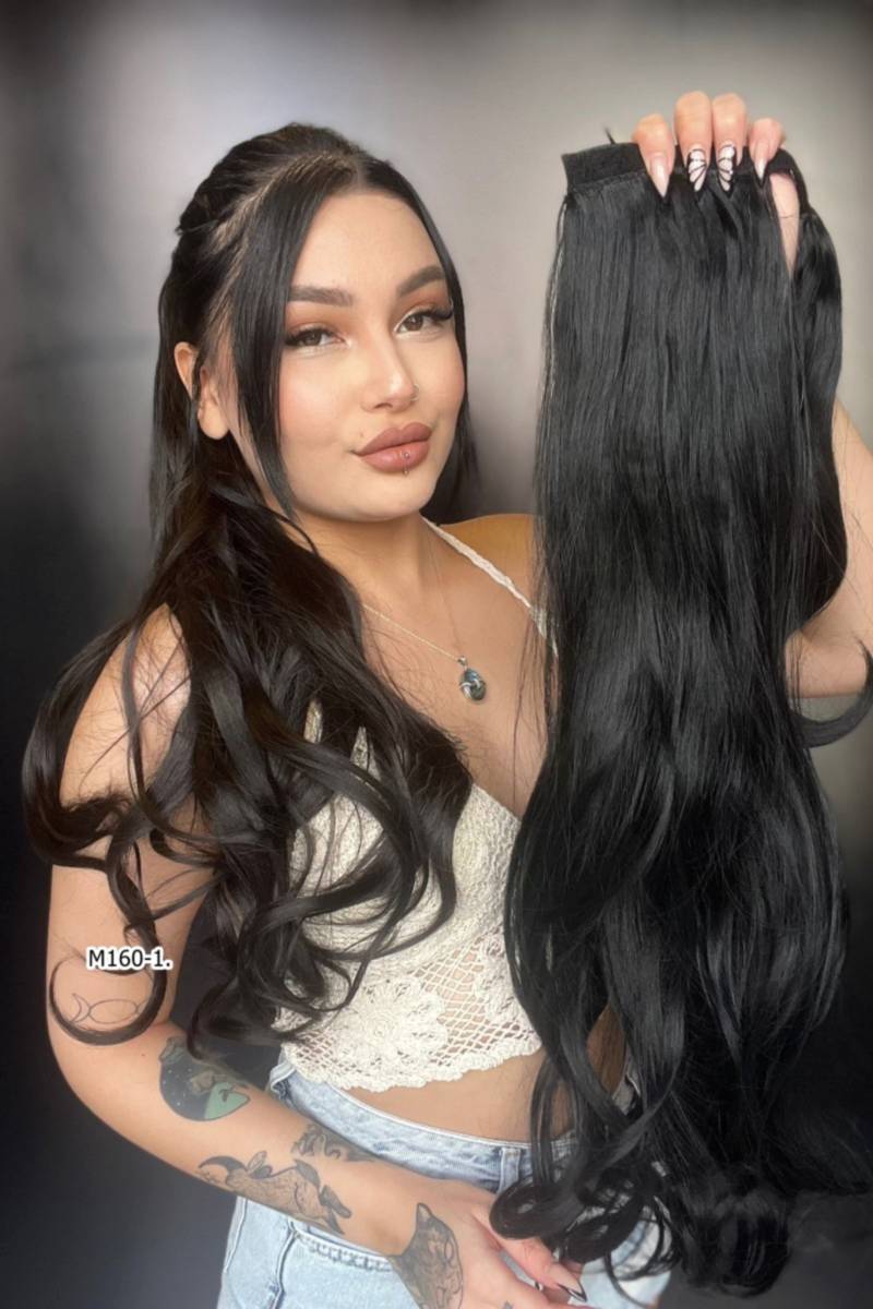 Bağcıklı Dalgalı At Kuyruğu - Siyah