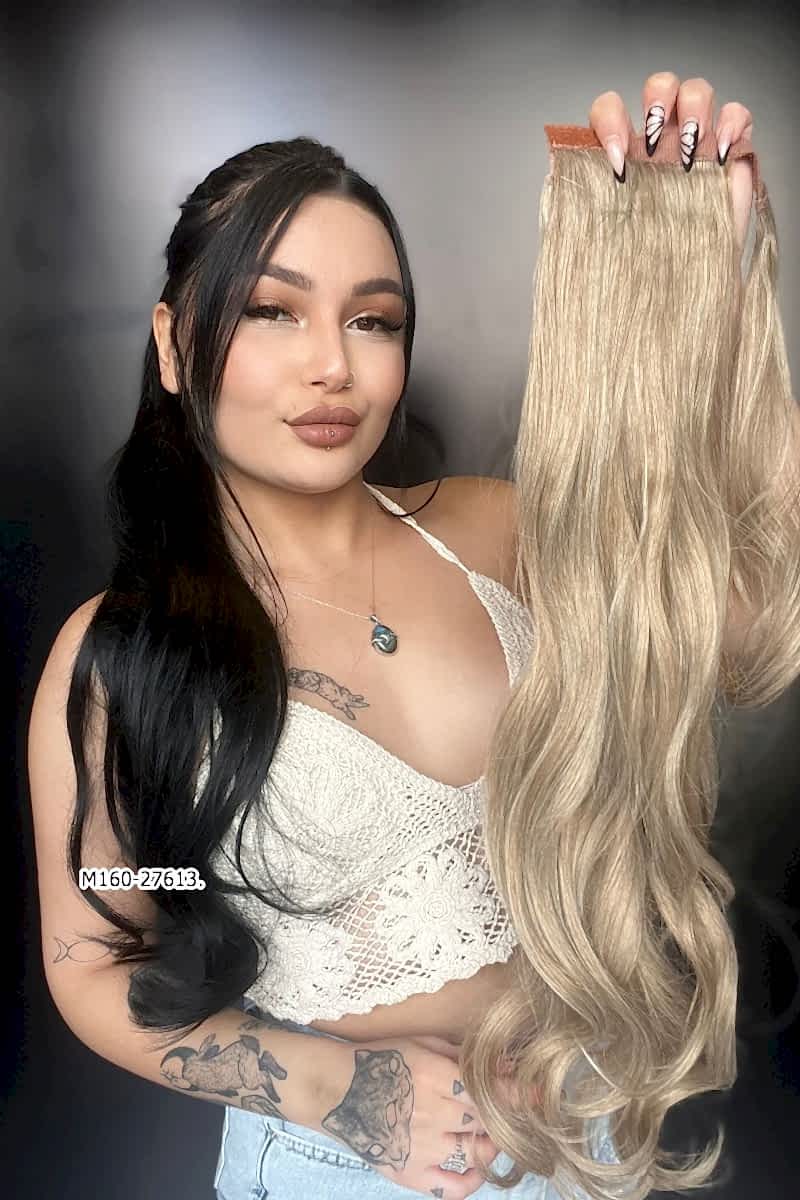 Bağcıklı Dalgalı At Kuyruğu - Karamel Platin Röfleli