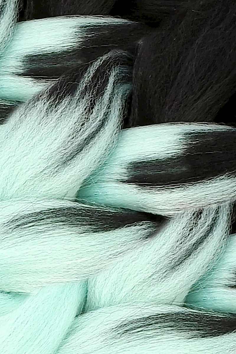 Afrika Örgüsü Ve Rasta İçin Sentetik Ombreli Saç - Siyah / Su Yeşili