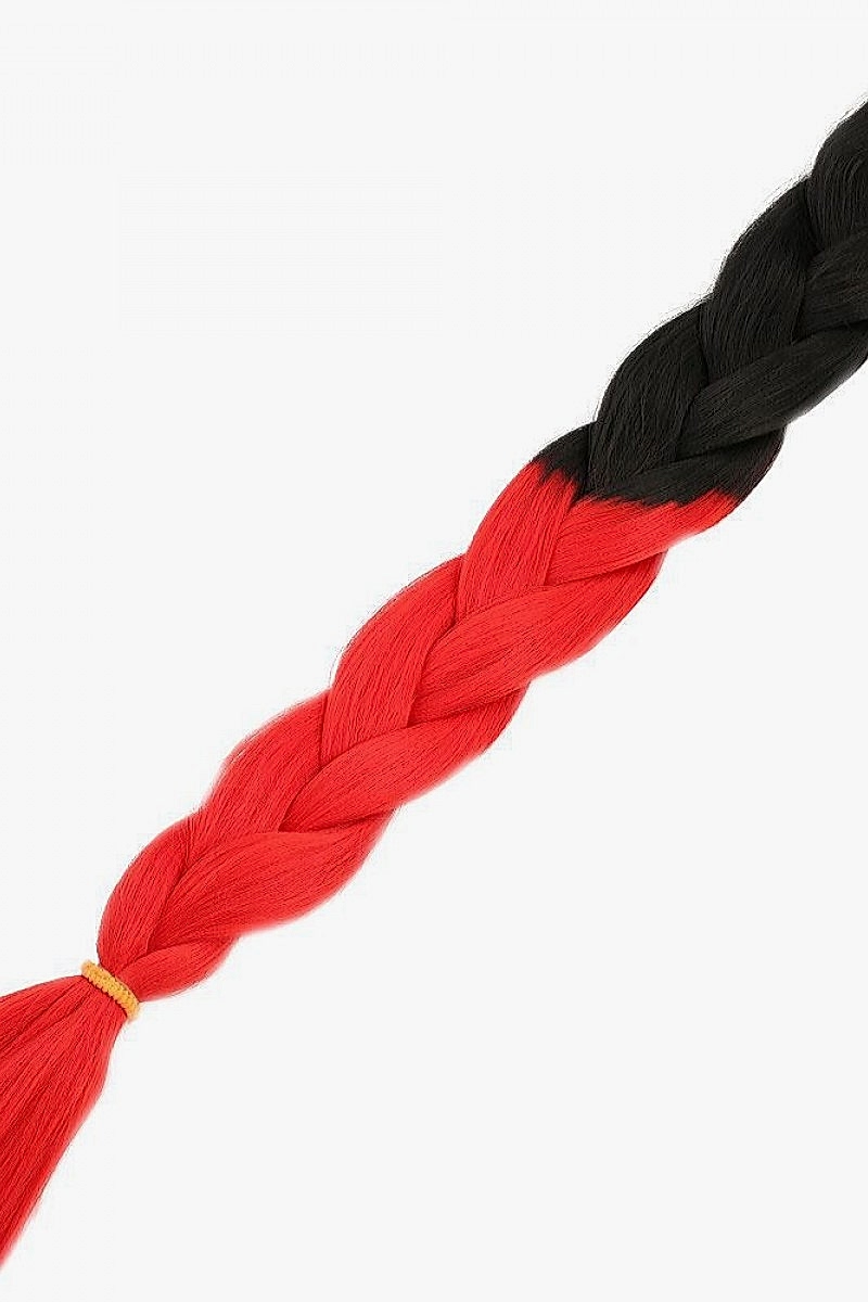 Afrika Örgüsü Ve Rasta İçin Sentetik Ombreli Saç - Siyah / Kırmızı