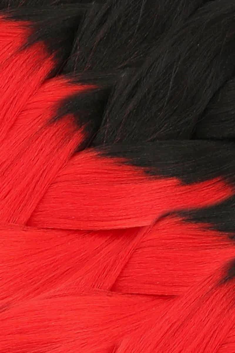 Afrika Örgüsü Ve Rasta İçin Sentetik Ombreli Saç - Siyah / Kırmızı