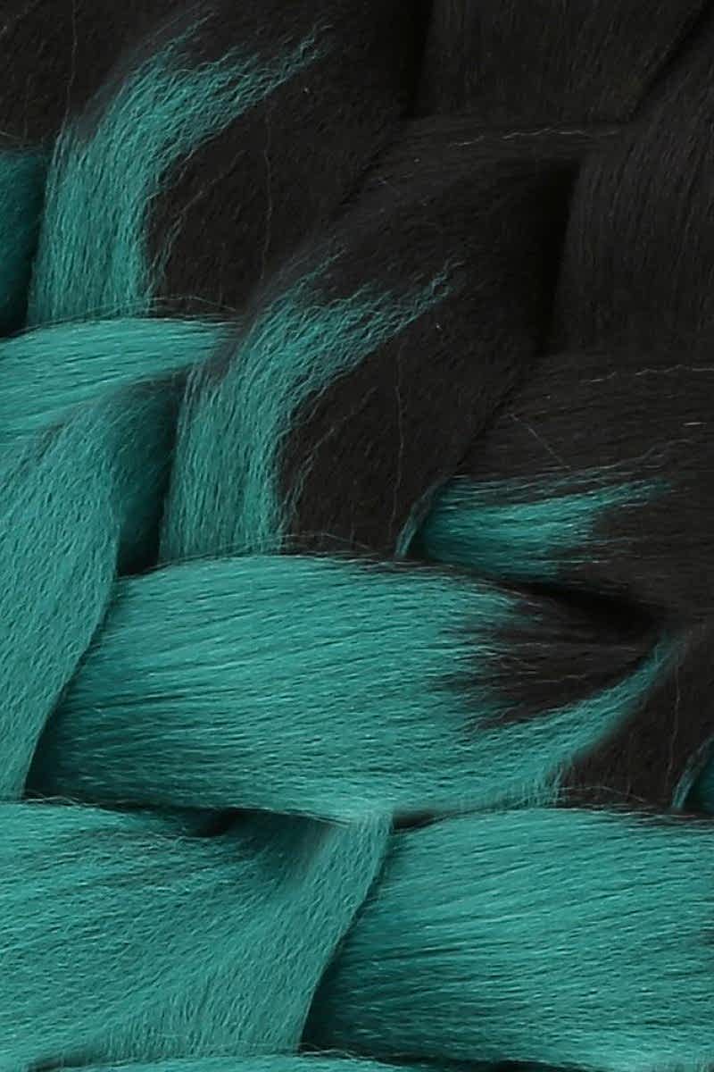 Afrika Örgüsü Ve Rasta İçin Sentetik Ombreli Saç - Siyah / Yeşil