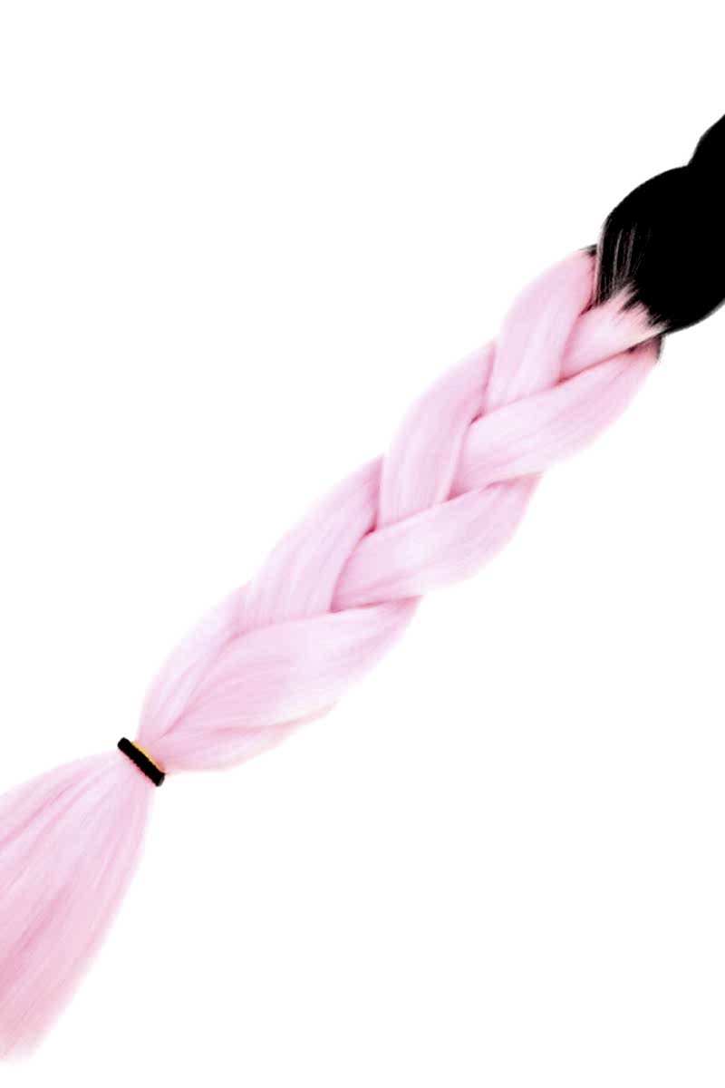 Afrika Örgüsü Ve Rasta İçin Sentetik Ombreli Saç - Siyah / Şeker Pembe