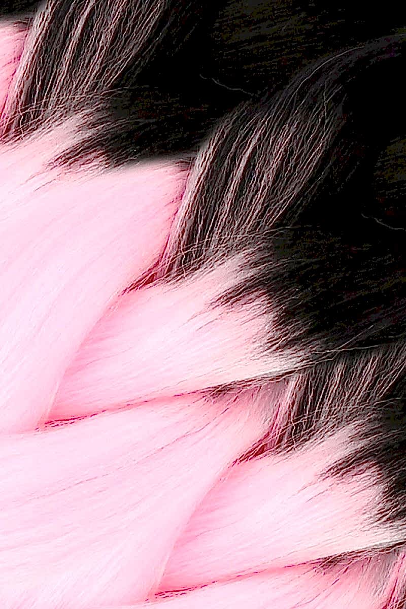 Afrika Örgüsü Ve Rasta İçin Sentetik Ombreli Saç - Siyah / Şeker Pembe