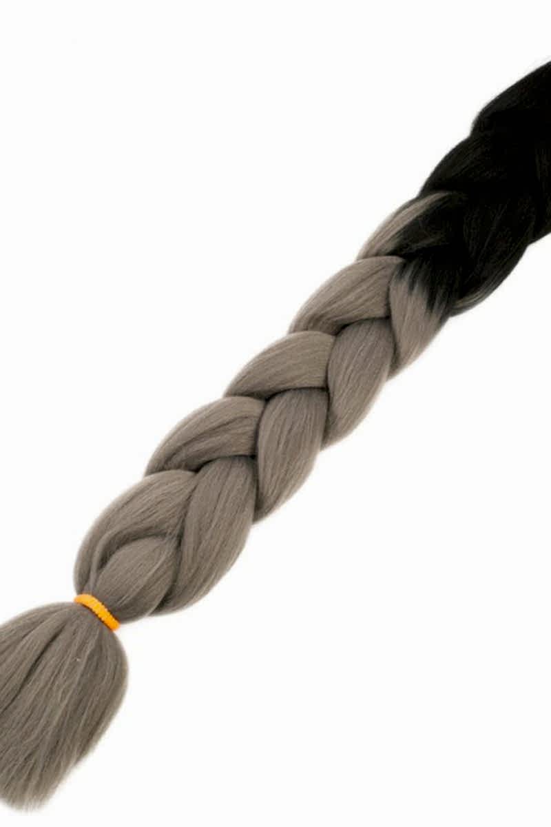 Afrika Örgüsü Ve Rasta İçin Sentetik Ombreli Saç - Siyah / Koyu Gri