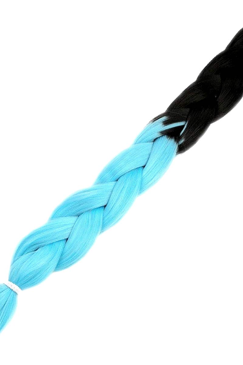 Afrika Örgüsü Ve Rasta İçin Sentetik Ombreli Saç - Siyah / Açık Mavi