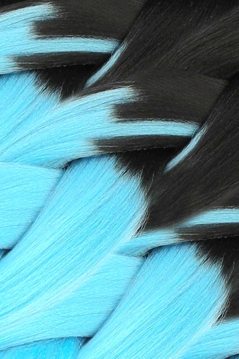 Afrika Örgüsü Ve Rasta İçin Sentetik Ombreli Saç - Siyah / Açık Mavi