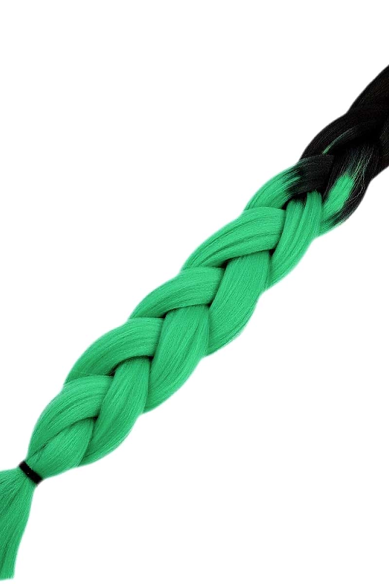 Afrika Örgüsü Ve Rasta İçin Sentetik Ombreli Saç - Siyah / Zümrüt Yeşili