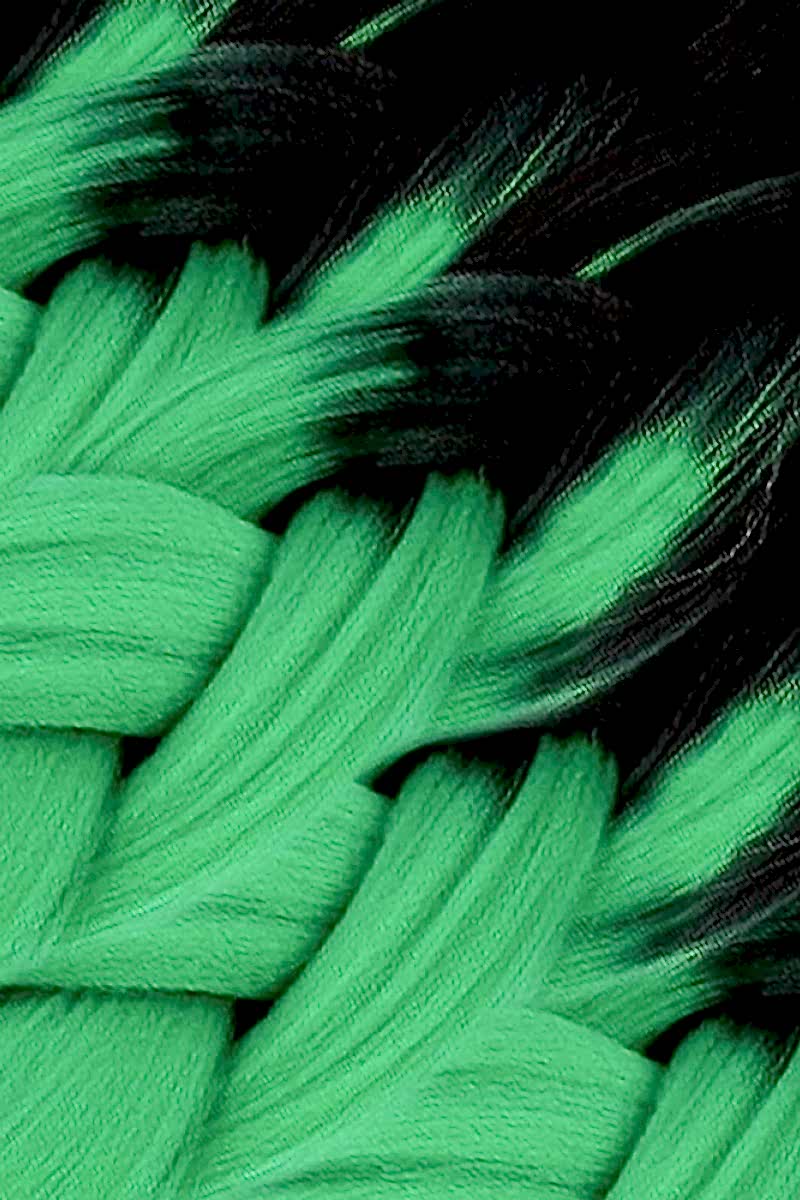 Afrika Örgüsü Ve Rasta İçin Sentetik Ombreli Saç - Siyah / Zümrüt Yeşili