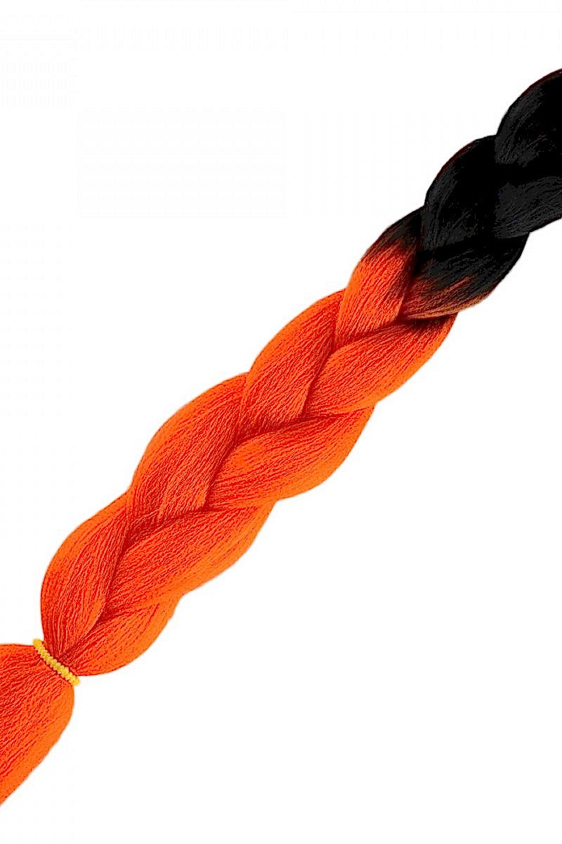 Afrika Örgüsü Ve Rasta İçin Sentetik Ombreli Saç - Siyah / Turuncu