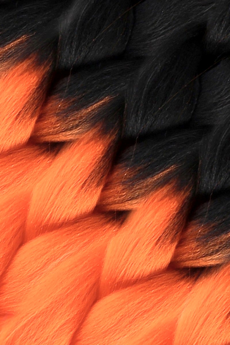 Afrika Örgüsü Ve Rasta İçin Sentetik Ombreli Saç - Siyah / Turuncu