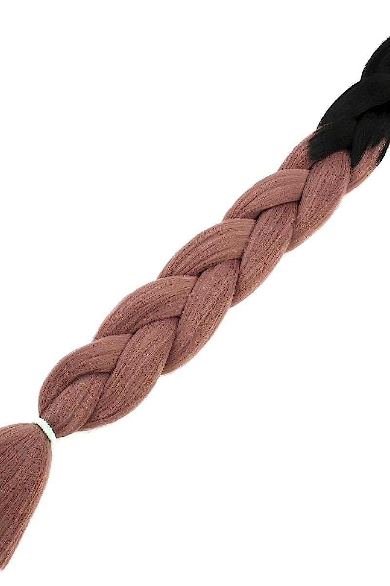 Afrika Örgüsü Ve Rasta İçin Sentetik Ombreli Saç - Siyah / Gülkurusu