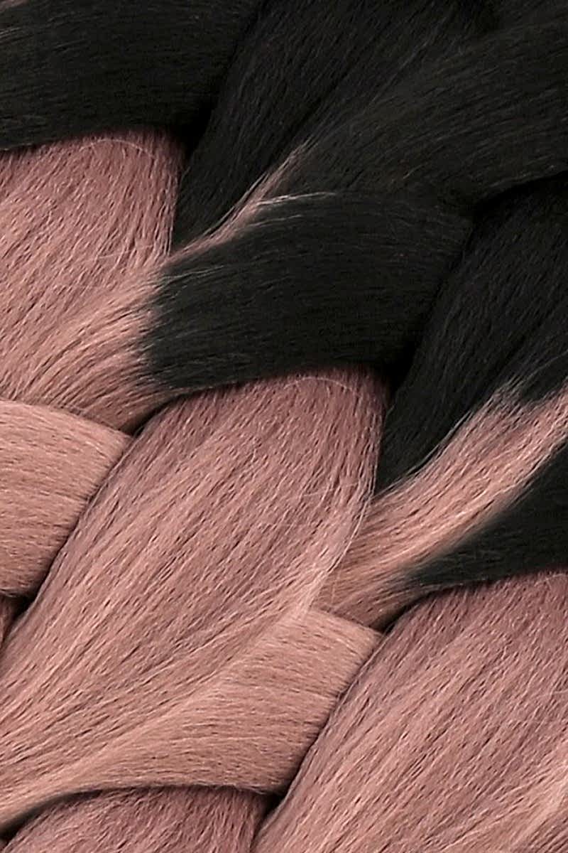 Afrika Örgüsü Ve Rasta İçin Sentetik Ombreli Saç - Siyah / Gülkurusu