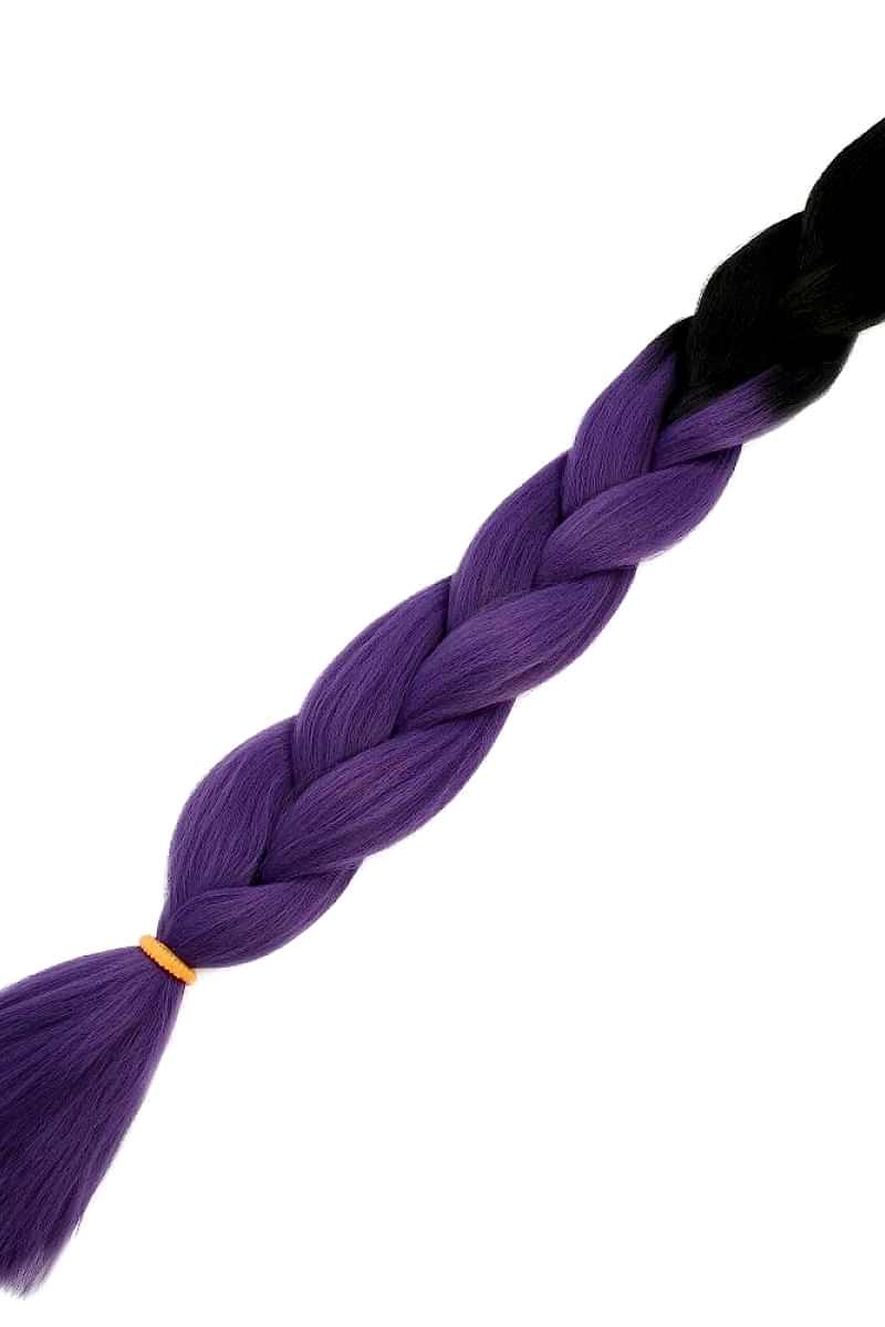 Afrika Örgüsü Ve Rasta İçin Sentetik Ombreli Saç - Siyah / Küllü Mor