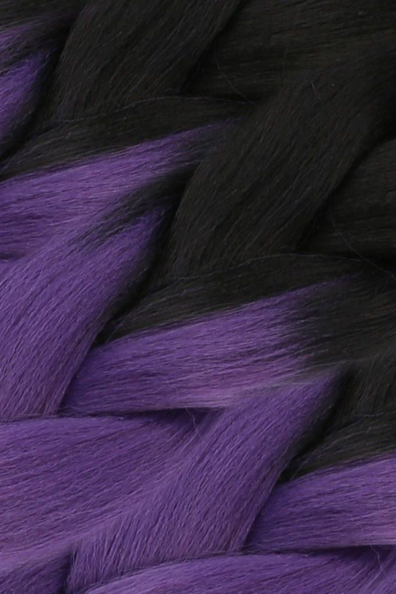 Afrika Örgüsü Ve Rasta İçin Sentetik Ombreli Saç - Siyah / Küllü Mor