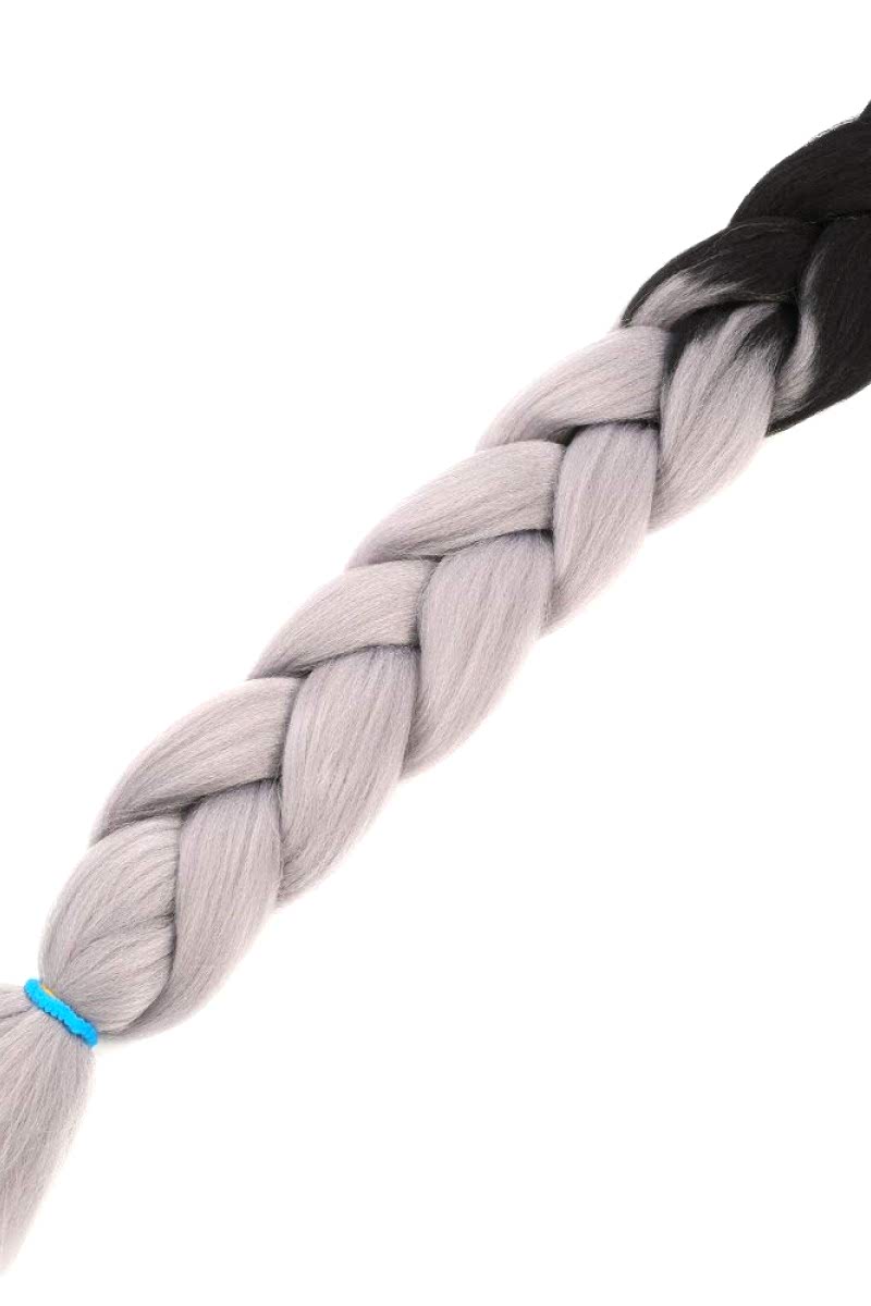 Afrika Örgüsü Ve Rasta İçin Sentetik Ombreli Saç - Siyah / Orta Ton Gri