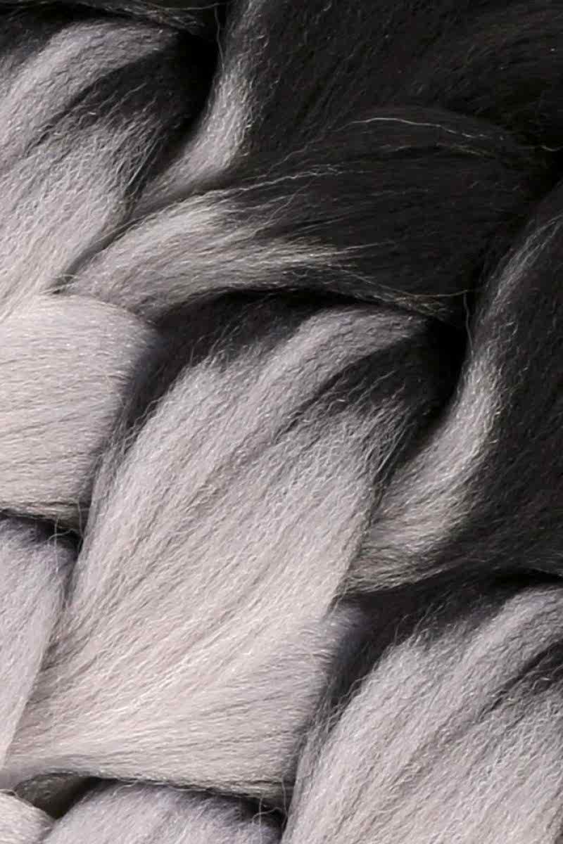 Afrika Örgüsü Ve Rasta İçin Sentetik Ombreli Saç - Siyah / Orta Ton Gri