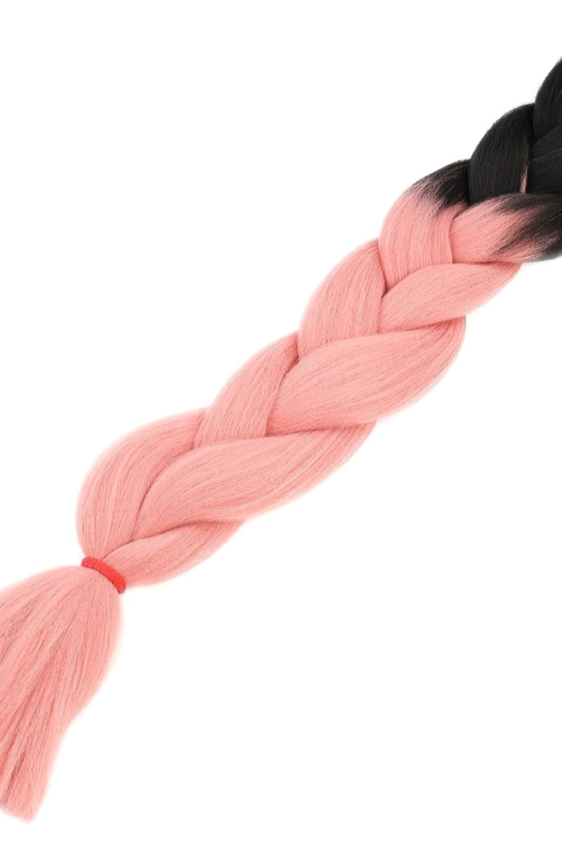 Afrika Örgüsü Ve Rasta İçin Sentetik Ombreli Saç - Siyah / Pudra Pembe