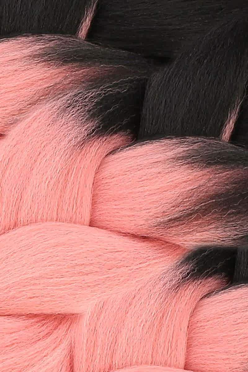 Afrika Örgüsü Ve Rasta İçin Sentetik Ombreli Saç - Siyah / Pudra Pembe