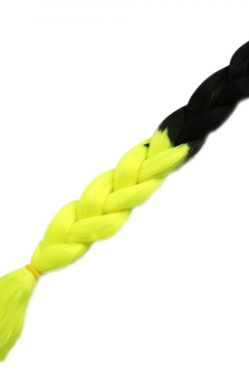 Afrika Örgüsü Ve Rasta İçin Sentetik Ombreli Saç - Siyah / Neon Sarı