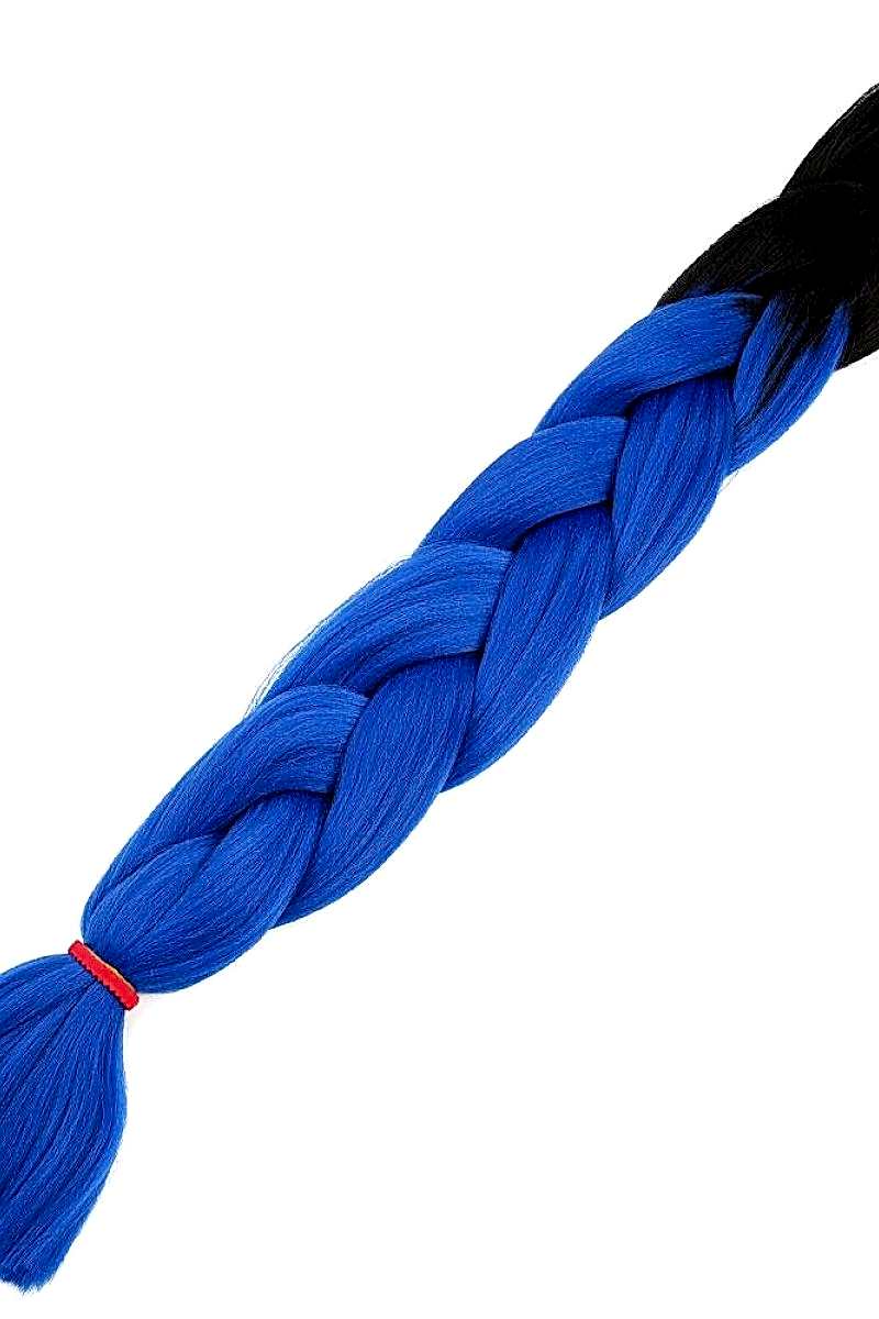 Afrika Örgüsü Ve Rasta İçin Sentetik Ombreli Saç - Siyah / Koyu Mavi Ombreli