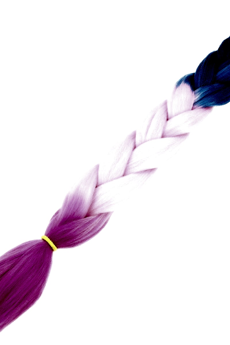 Afrika Örgüsü Ve Rasta İçin Sentetik Ombreli Saç - Mavi / Açık Pembe / Lila