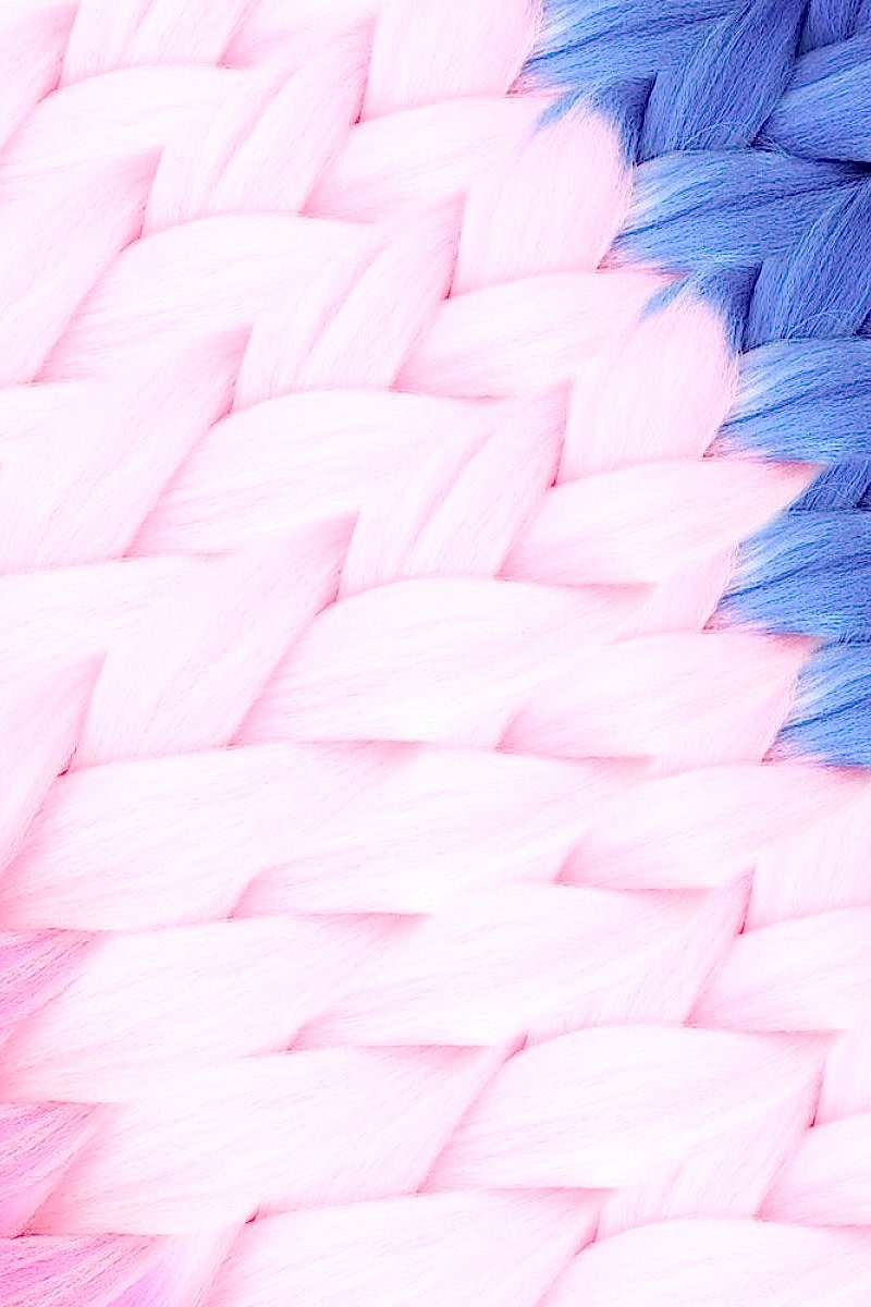 Afrika Örgüsü Ve Rasta İçin Sentetik Ombreli Saç - Mavi / Açık Pembe / Lila