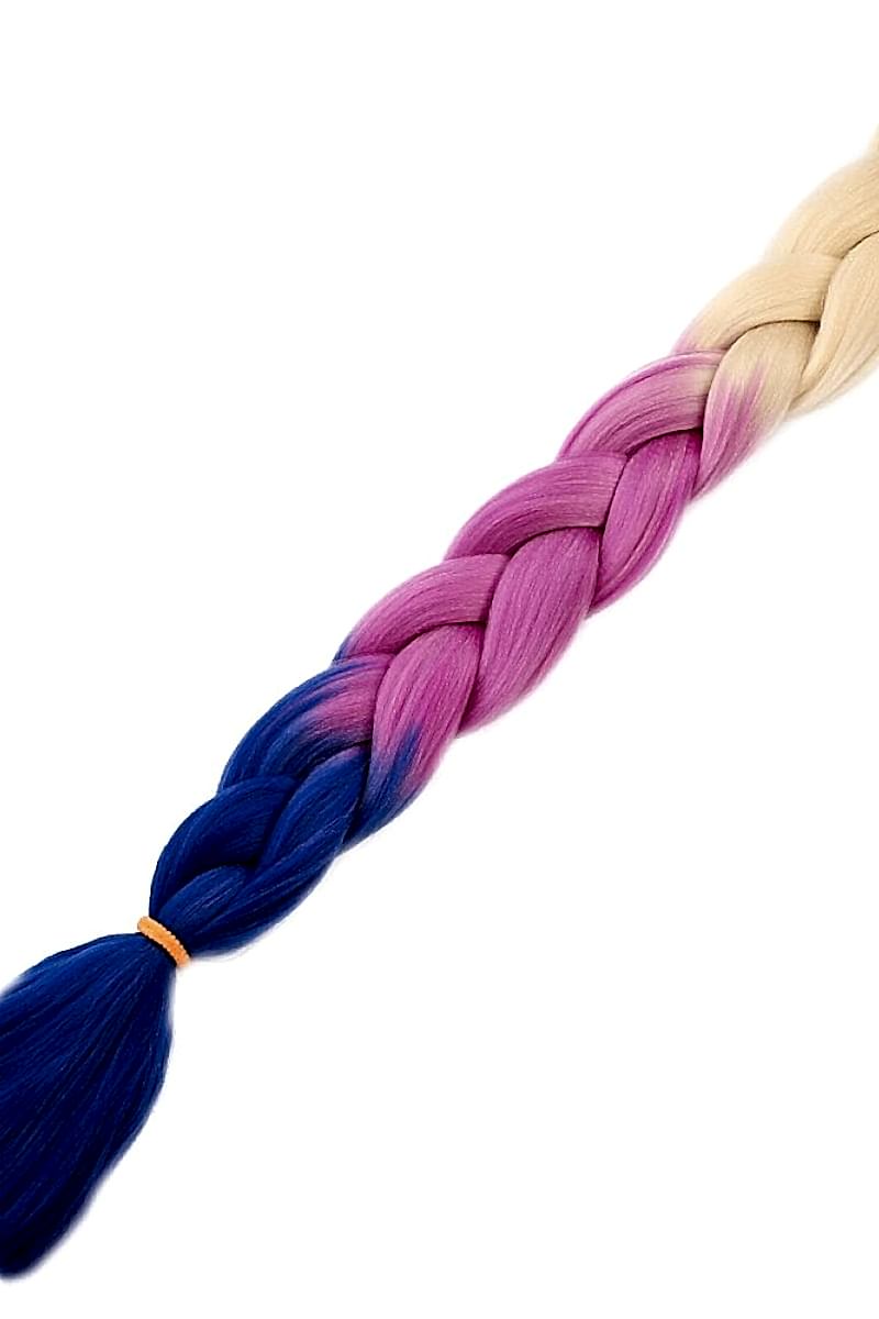 Afrika Örgüsü Ve Rasta İçin Sentetik Ombreli Saç - Platin / Lila / Mavi