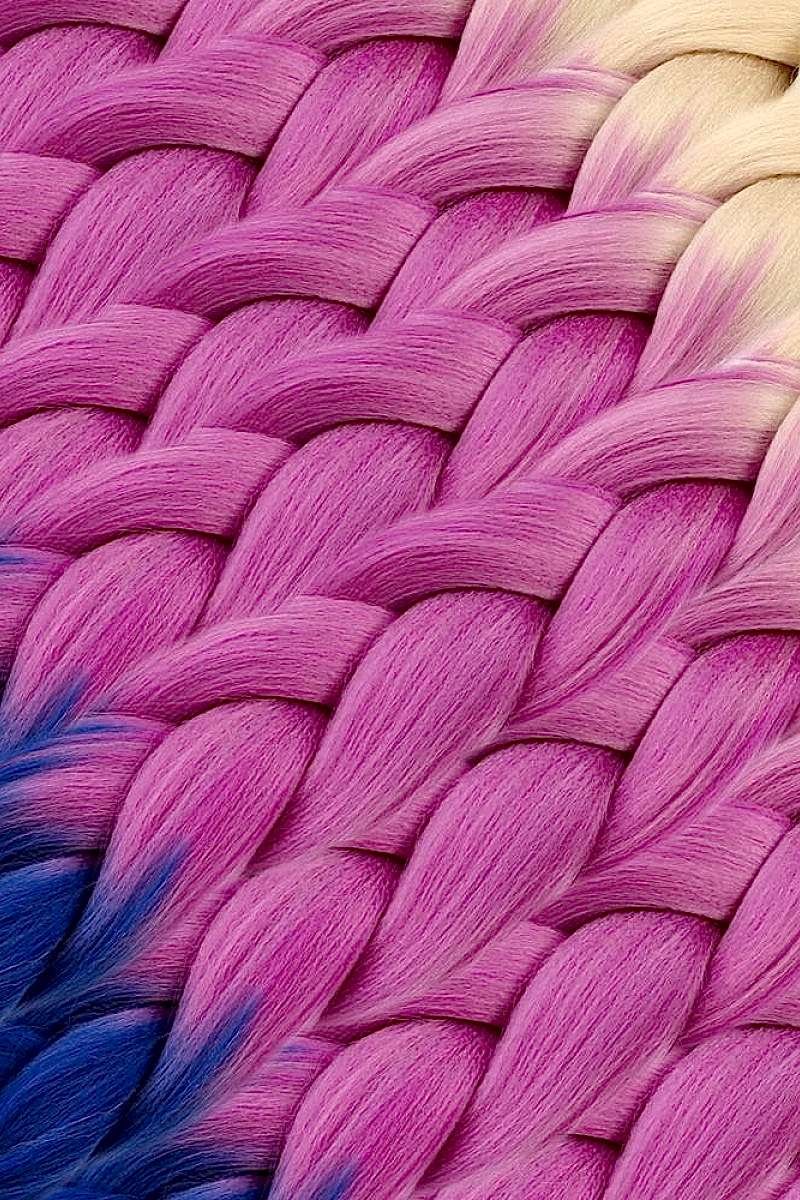 Afrika Örgüsü Ve Rasta İçin Sentetik Ombreli Saç - Platin / Lila / Mavi