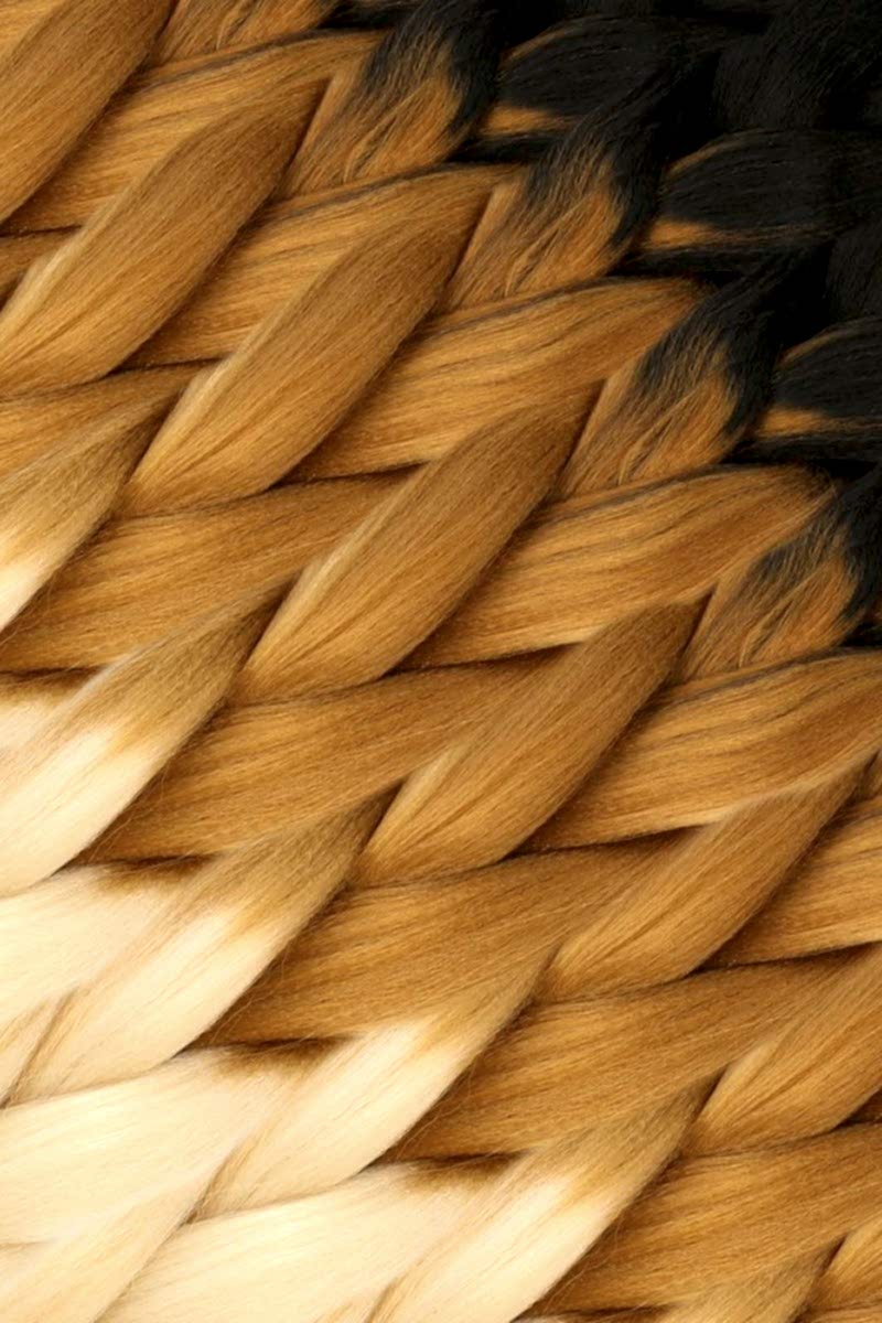 Afrika Örgüsü Ve Rasta İçin Sentetik Ombreli Saç - Siyah / Karamel / Platin