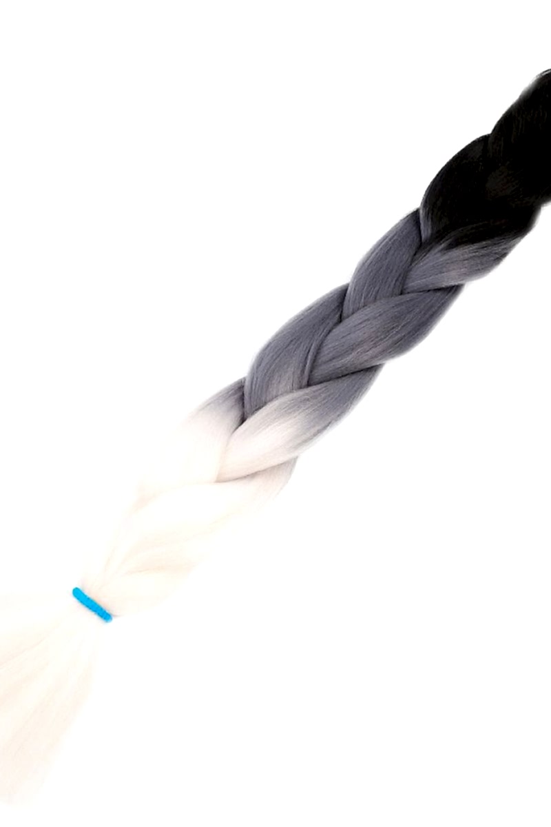 Afrika Örgüsü Ve Rasta İçin Sentetik Ombreli Saç - Siyah / Gri / Beyaz