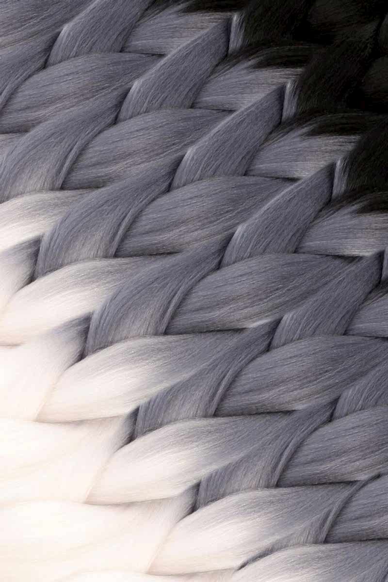 Afrika Örgüsü Ve Rasta İçin Sentetik Ombreli Saç - Siyah / Gri / Beyaz