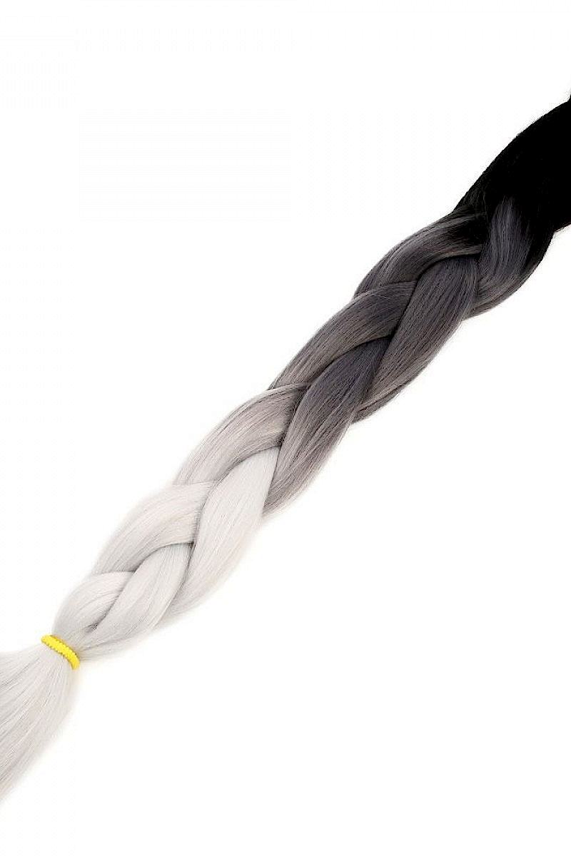 Afrika Örgüsü Ve Rasta İçin Sentetik Ombreli Saç - Siyah / Koyu Gri / Açık Gri