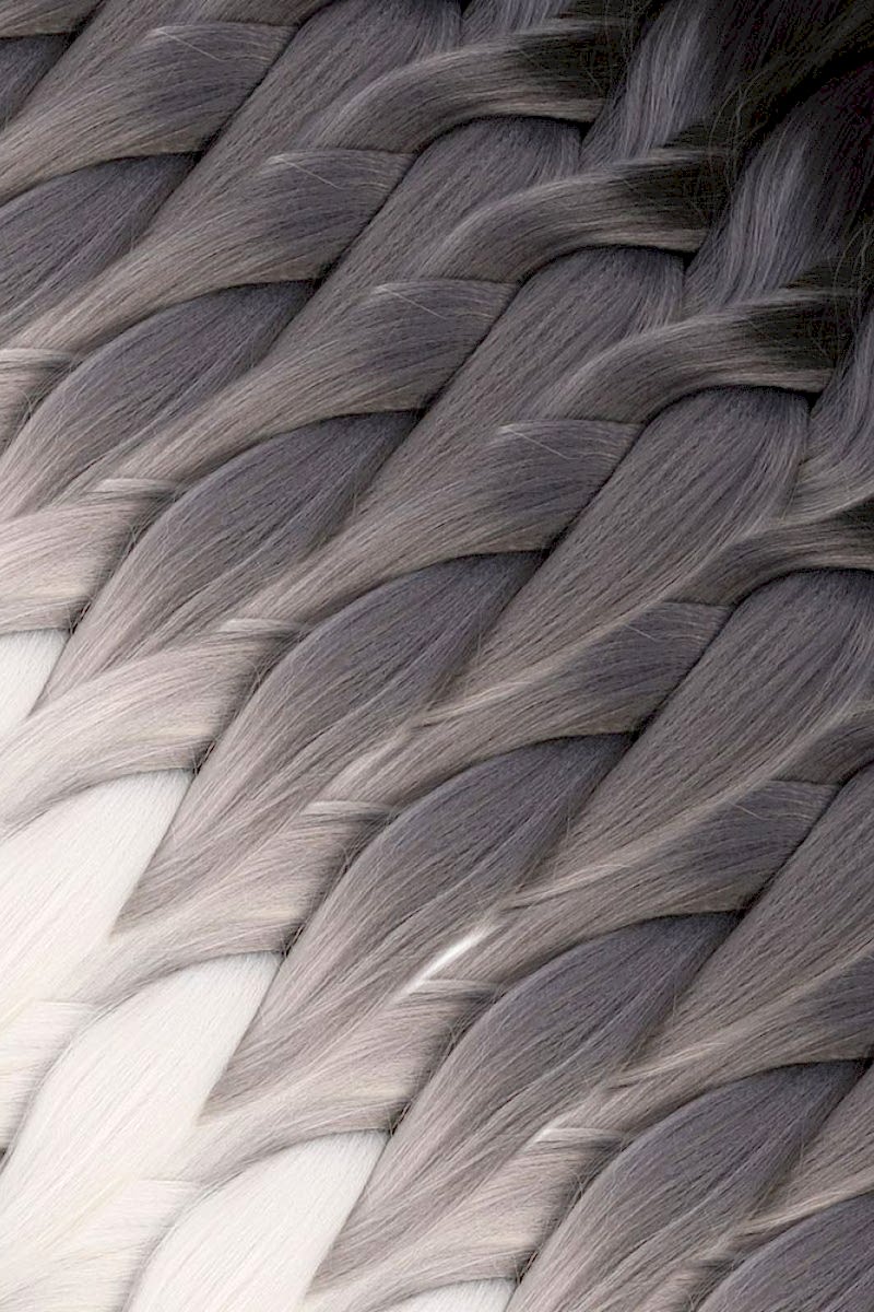 Afrika Örgüsü Ve Rasta İçin Sentetik Ombreli Saç - Siyah / Koyu Gri / Açık Gri