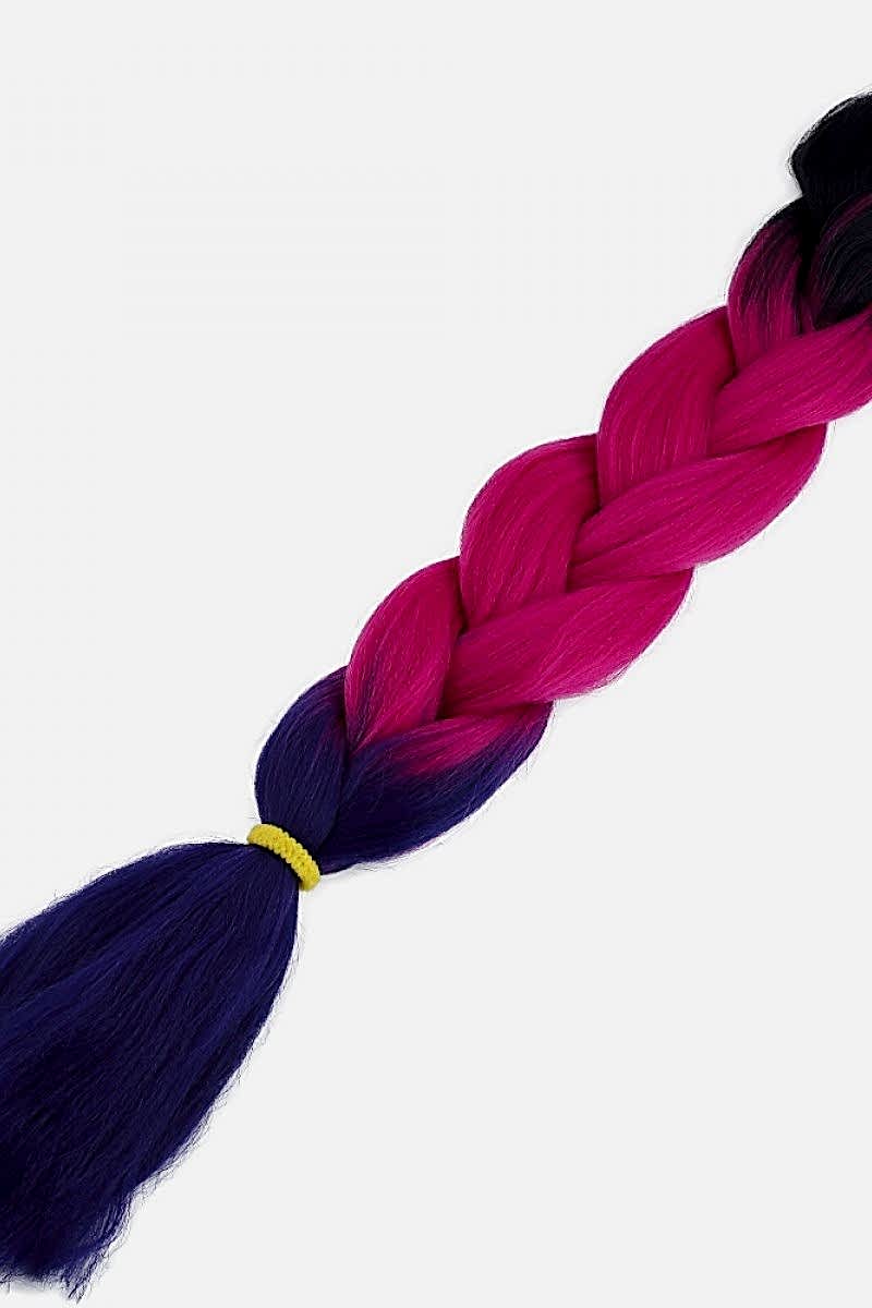 Afrika Örgüsü Ve Rasta İçin Sentetik Ombreli Saç - Siyah / Fuşya / Mor