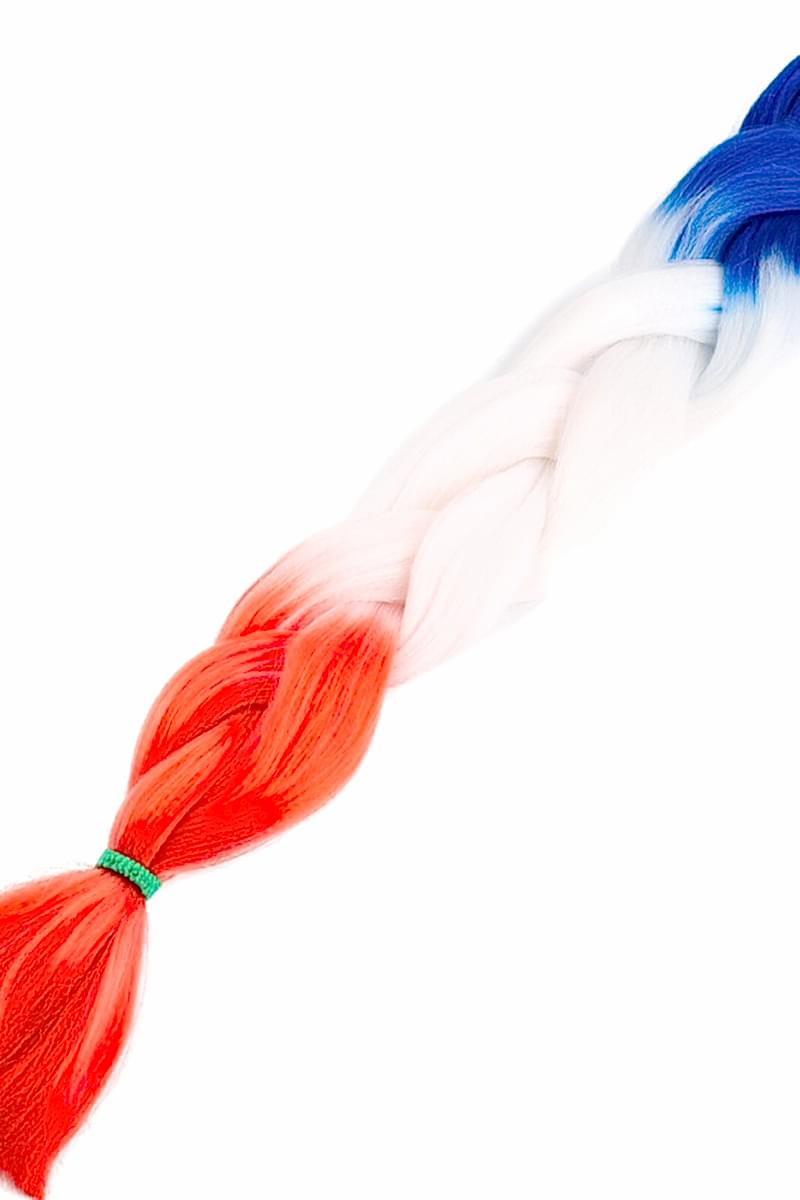 Afrika Örgüsü Ve Rasta İçin Sentetik Ombreli Saç - Mavi / Beyaz / Turuncu