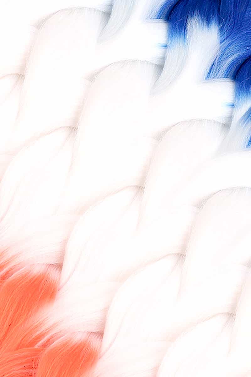 Afrika Örgüsü Ve Rasta İçin Sentetik Ombreli Saç - Mavi / Beyaz / Turuncu