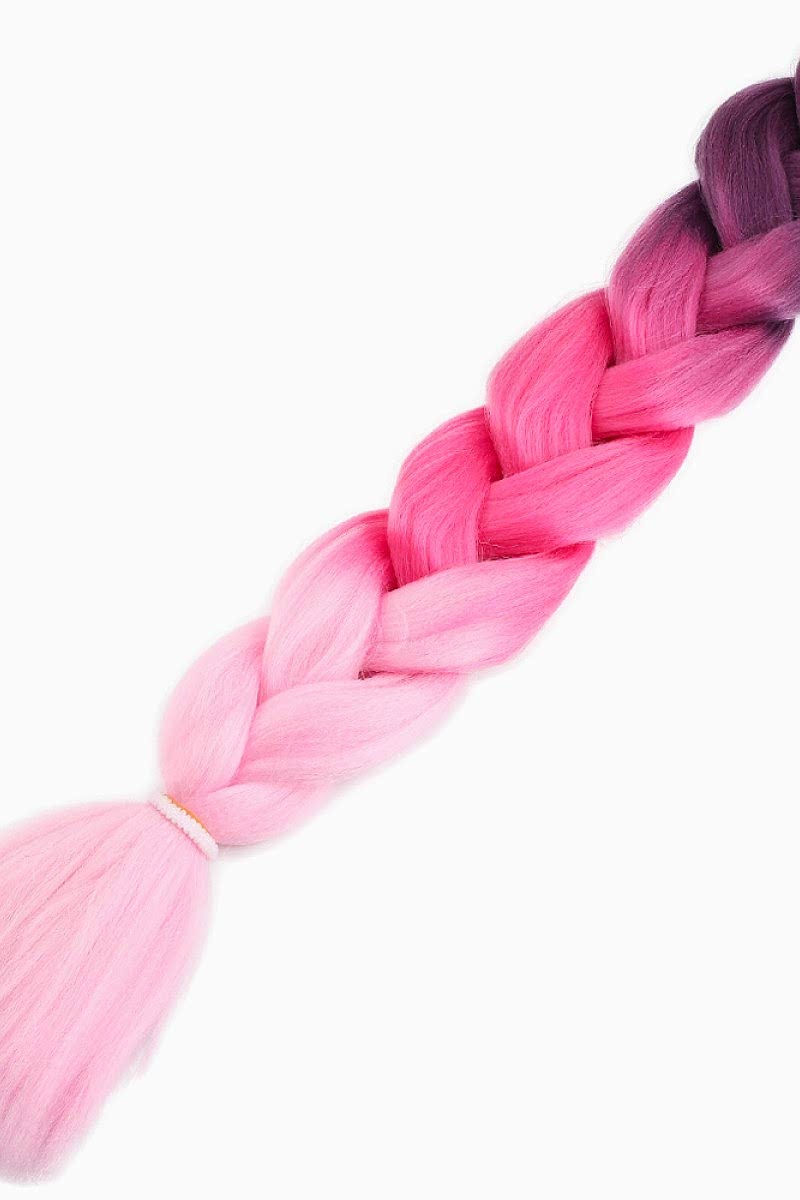 Afrika Örgüsü Ve Rasta İçin Sentetik Ombreli Saç - Koyu Pembe / Pembe / Açık Pembe