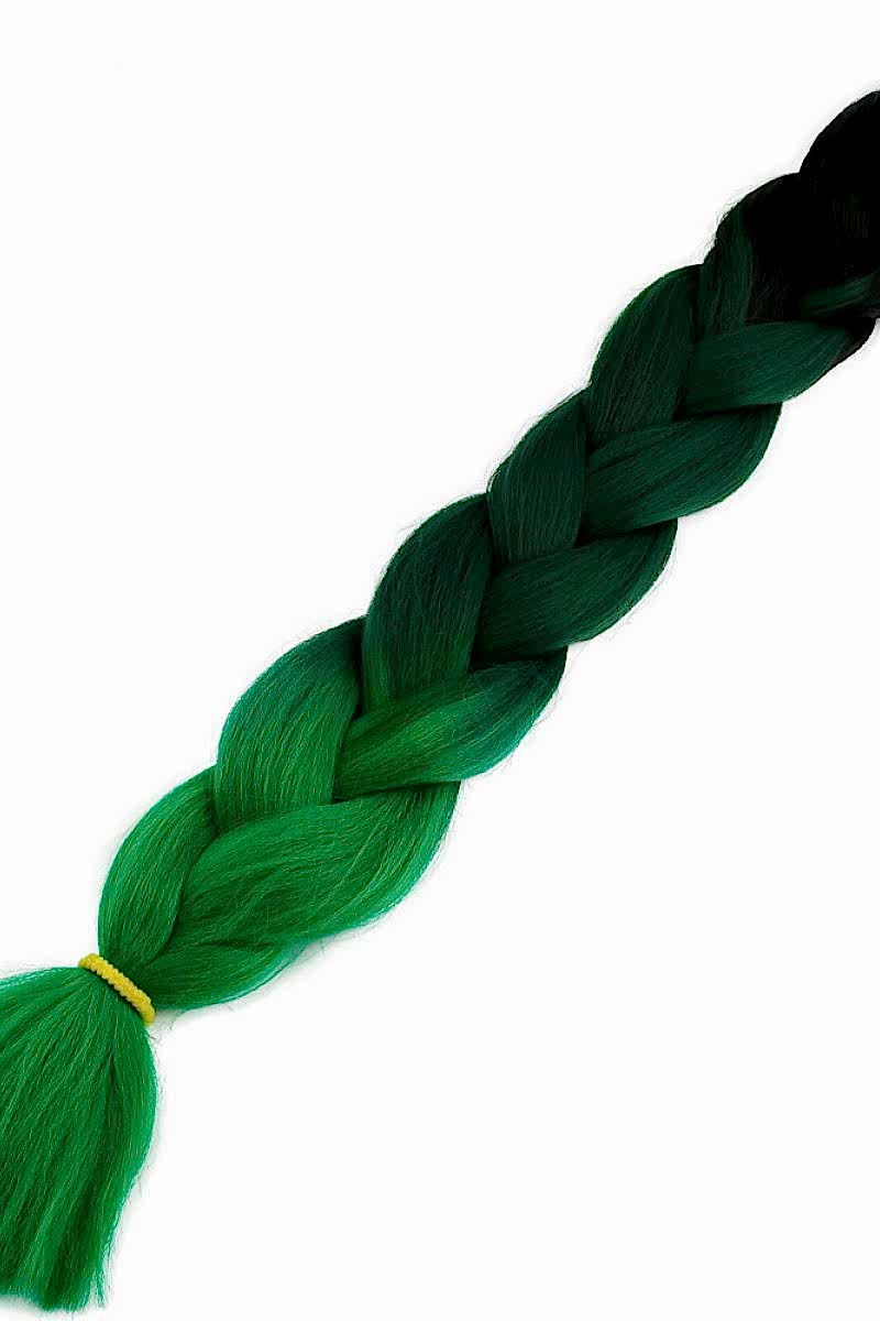 Afrika Örgüsü Ve Rasta İçin Sentetik Ombreli Saç - Siyah / Koyu Yeşil / Açık Yeşil