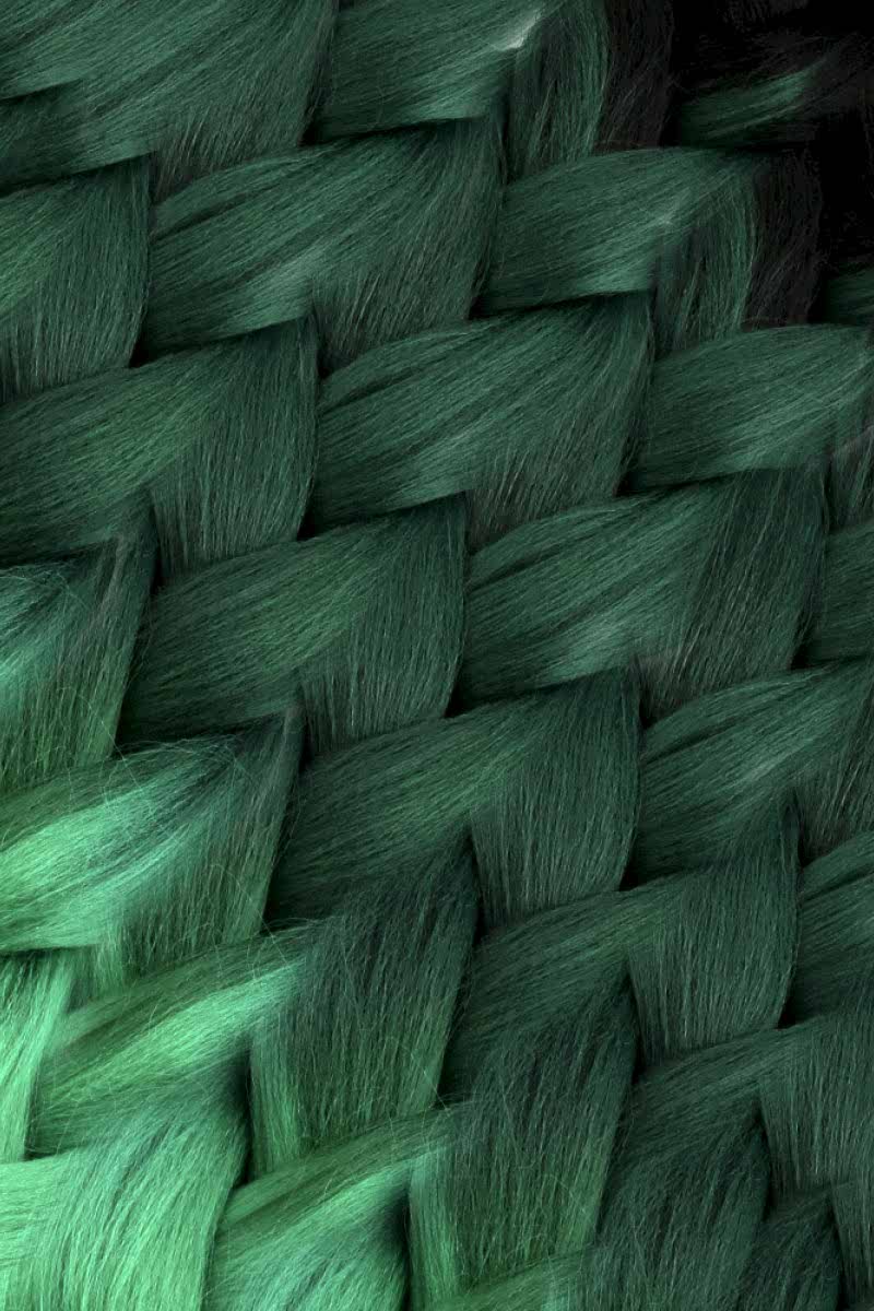 Afrika Örgüsü Ve Rasta İçin Sentetik Ombreli Saç - Siyah / Koyu Yeşil / Açık Yeşil