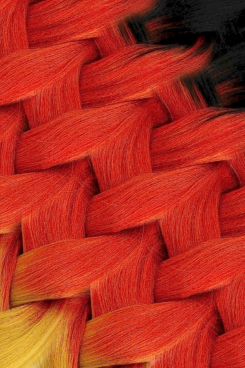 Afrika Örgüsü Ve Rasta İçin Sentetik Ombreli Saç - Siyah / Bakır / Karamel