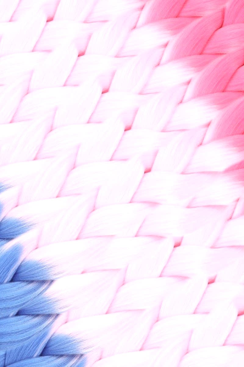 Afrika Örgüsü Ve Rasta İçin Sentetik Ombreli Saç - Koyu Pembe / Açık Pembe / Mavi