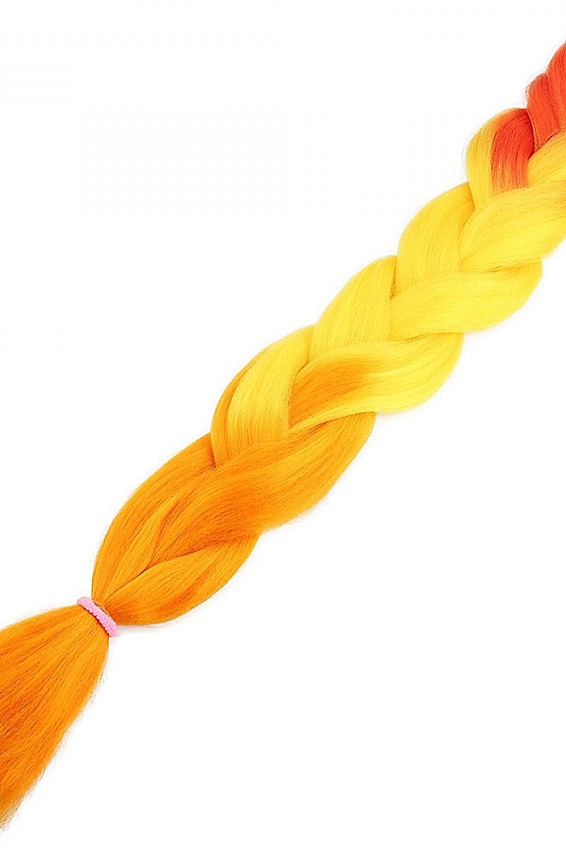 Afrika Örgüsü Ve Rasta İçin Sentetik Ombreli Saç - Turuncu / Sarı / Hardal Sarısı