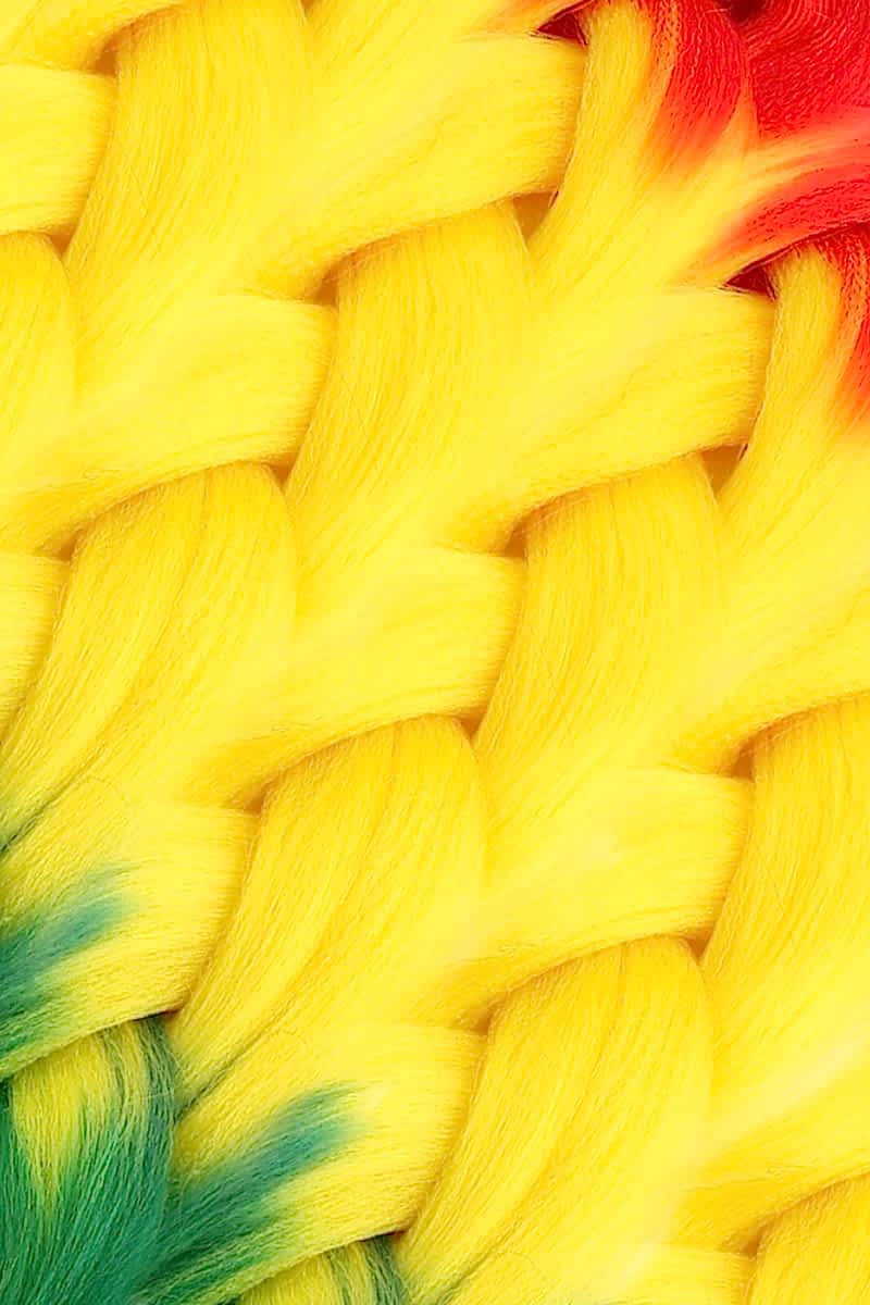 Afrika Örgüsü Ve Rasta İçin Sentetik Ombreli Saç - Turuncu / Sarı / Yeşil