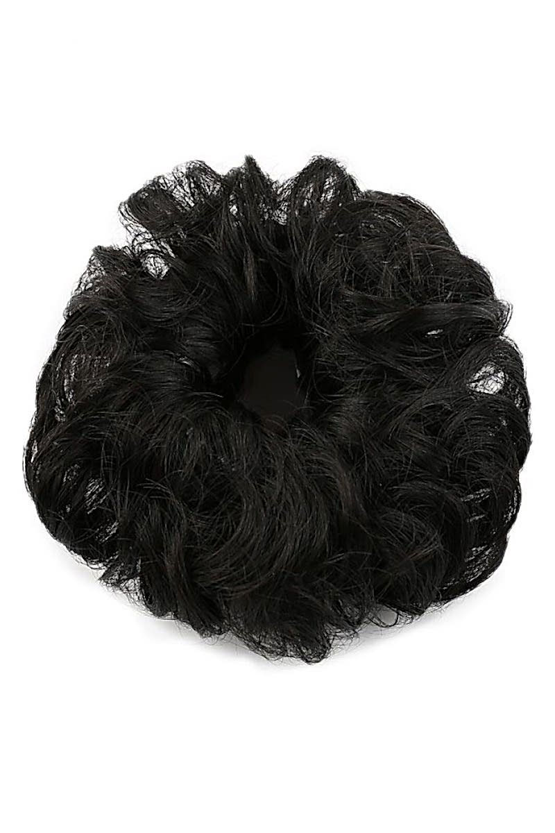 Saçlı Lastikli Topuz Toka - Siyah