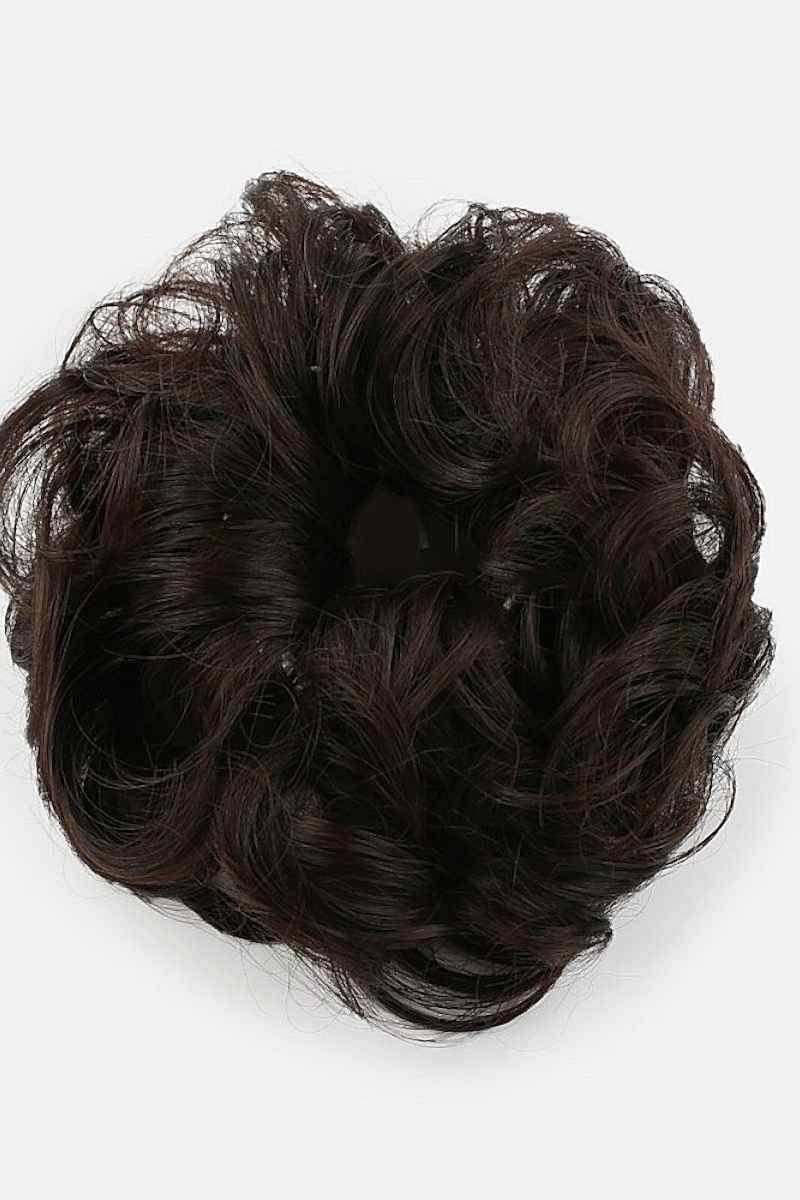 Saçlı Lastikli Topuz Toka - Kahverengi